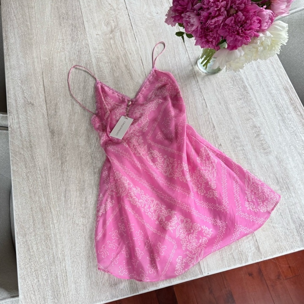 LoveShackFancy Pink Floral Mini Dress